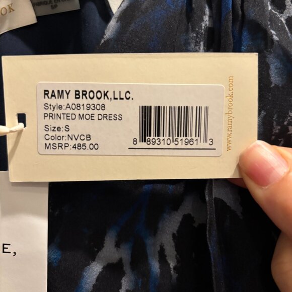 NWT Ramy Brook Blue New Moe Leopard Printed Silk Cocktail Dress sz S $495 - Picture 5 of 6